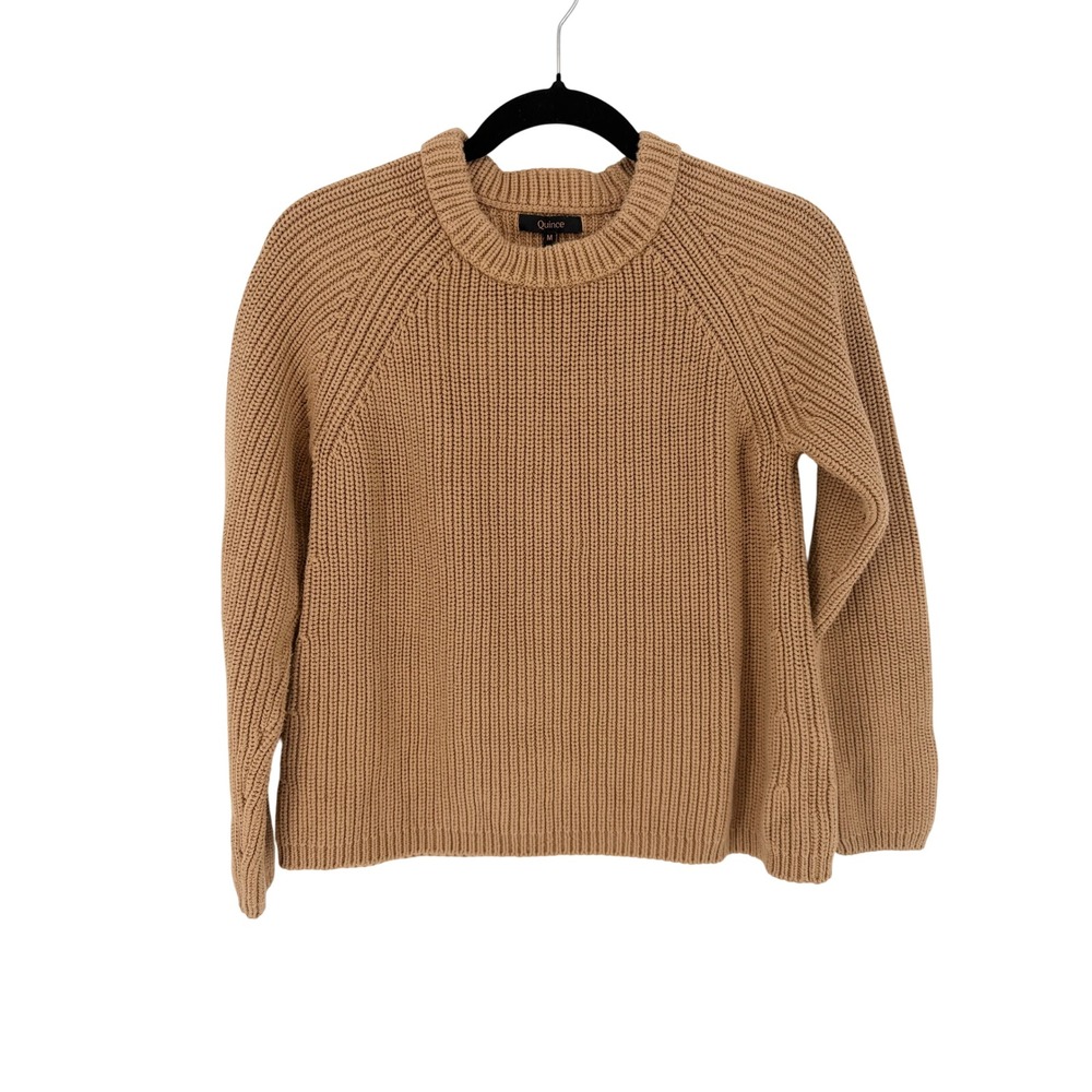 Quince Camel Cotton Fisherman Sweater